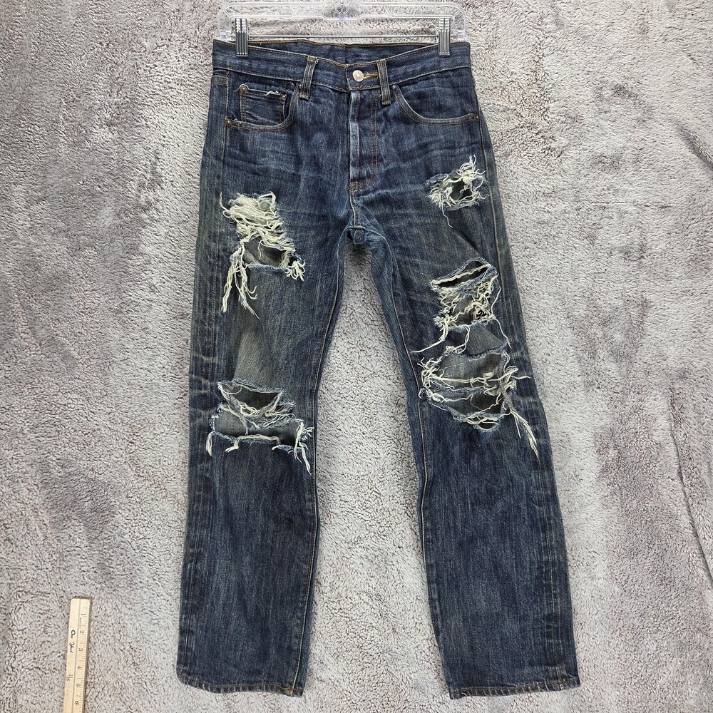 Vintage Levis 501 Jeans Mens Blue Selvedge LVC Made in USA Thrashed Fits 28x28